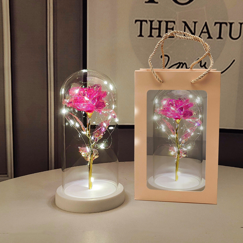 Valentine's Day Artificial Flower Glass Cover Lamp - Luminous Home Decor