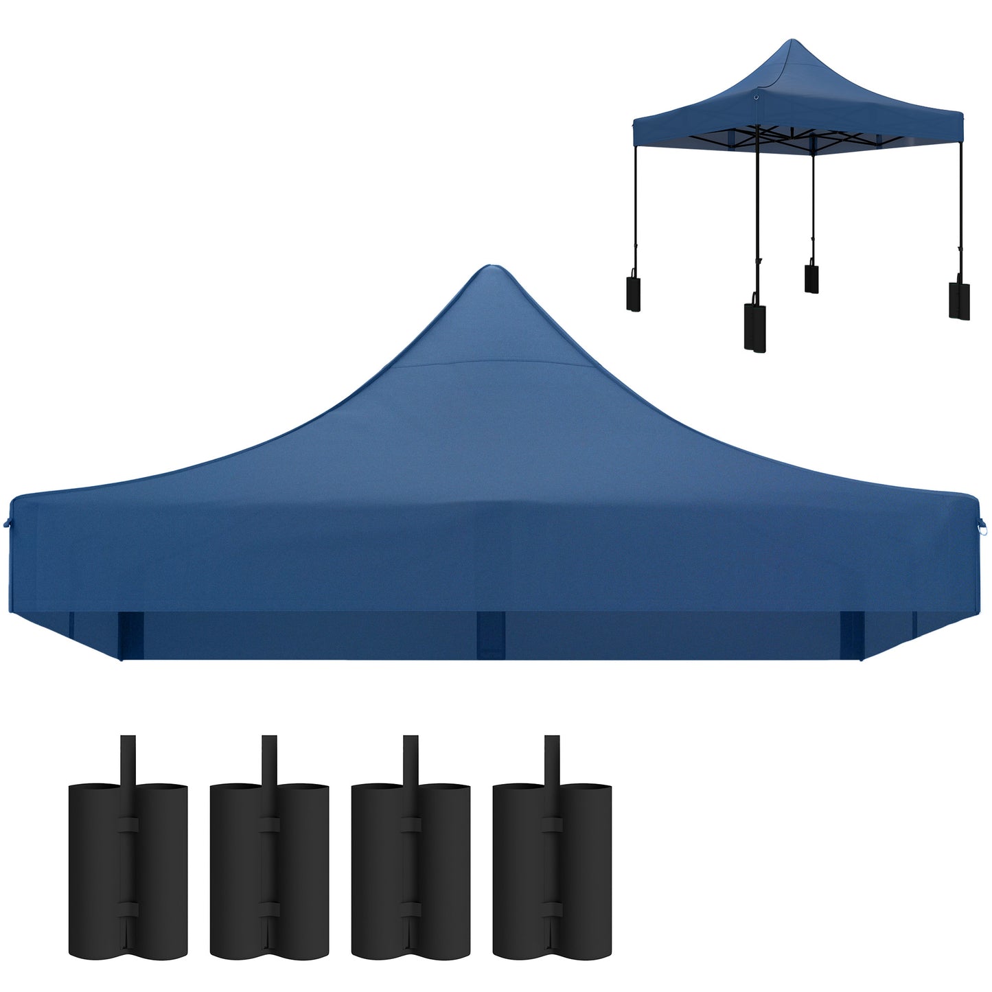 10x10 Replacement Canopy Top with Sand Bags - Navy Blue