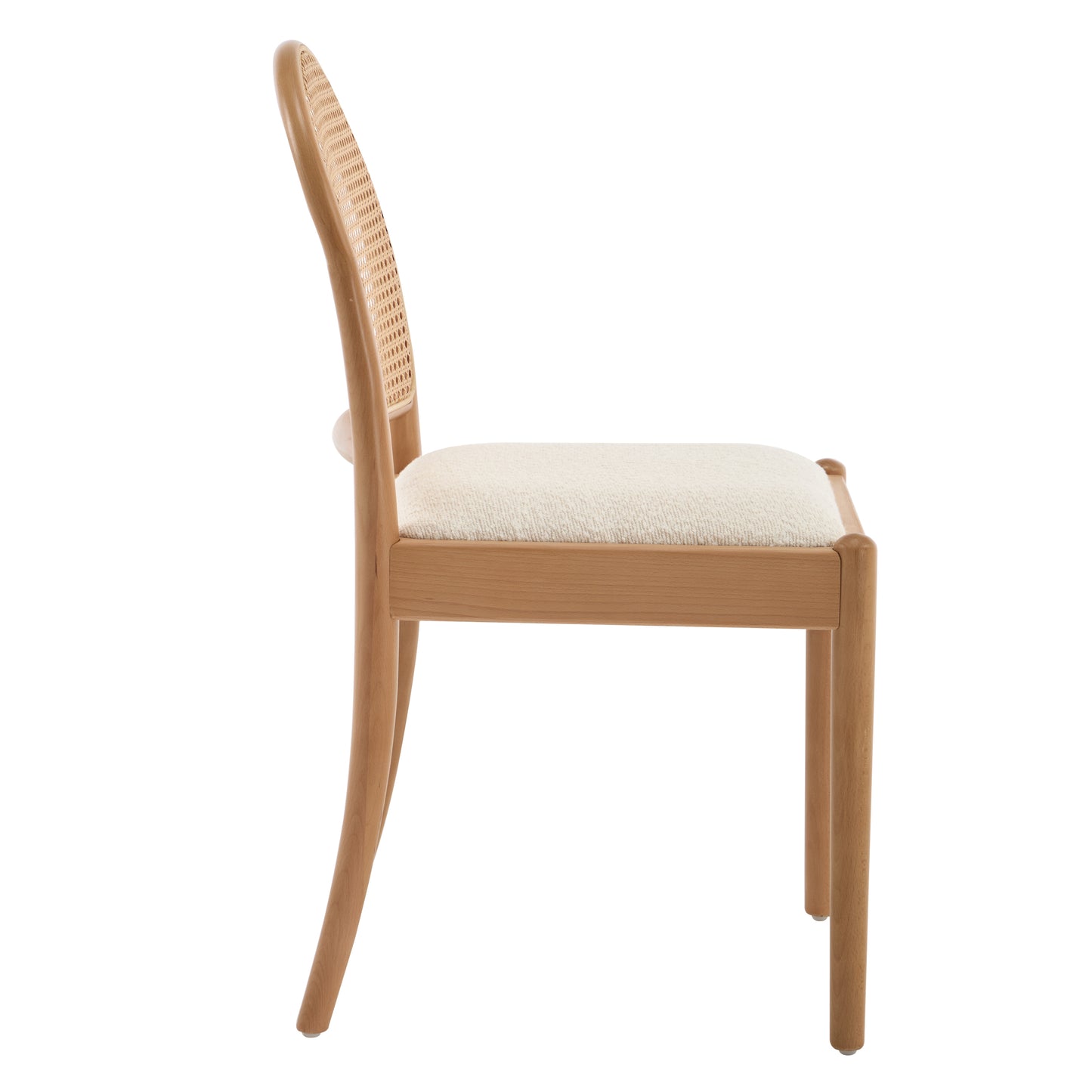 Beige Rattan Dining Chairs Set of 2 - Upholstered Kitchen Seating