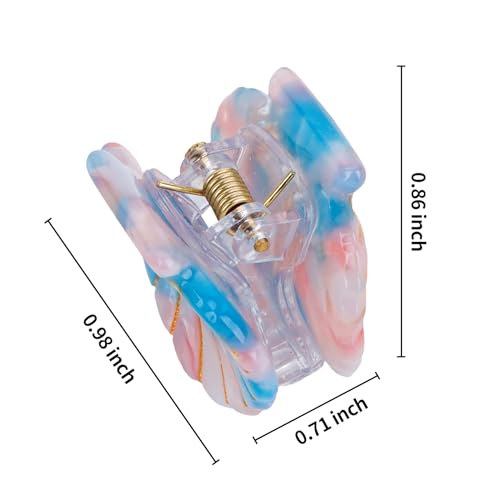 4Pack Ocean Hair Accessories for Women - Blue Mini Starfish Seashell Mermaid Whale Clips, Cute Animal Hair Clips for Girls