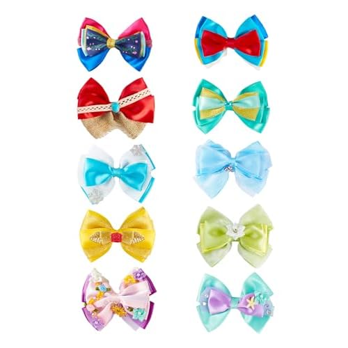 10pcs Princess Hair Bow Clips 4 Inch Women Girls Hair Accessories Party Gift Set