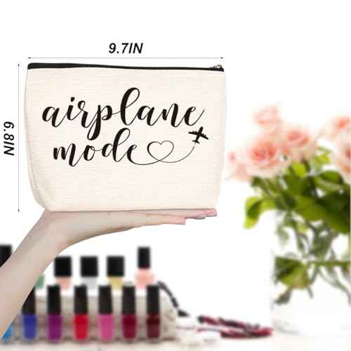 4PCS Funny Airplane Travel Gifts for Women Makeup Bag Travel Essentials Cosmetic Bag Traveling Toiletry Bags Flight Vacation Gifts for Girls Bestie Travelers Girls Trip Birthday Christmas Mothers Day