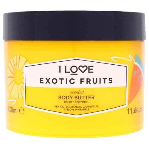 I Love Exotic Fruit Scented Body Butter - Hydrating Body Butter for Dry Skin - Vitamin E and Aloe Vera - Shea Butter and Coconut Oil - 10.1 oz