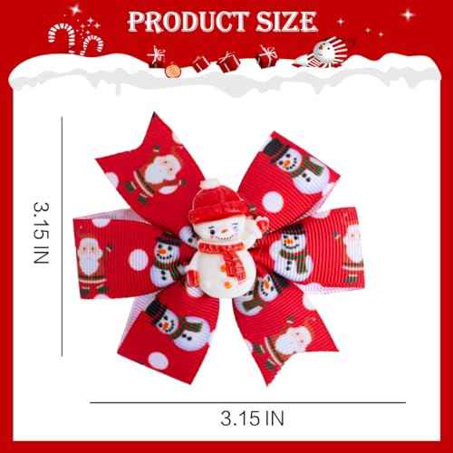 Christmas Hair Bows Cute Snowman Hair Clips Handmade Grosgrain Hair Bow Clips Barrettes Xmas Hair Accessories for Christmas Stocking Stuffers Gifts