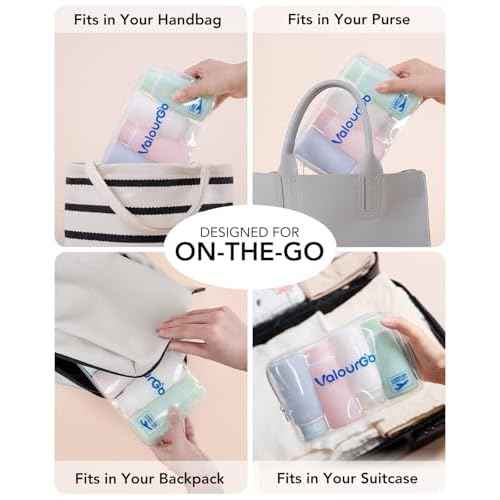 Valourgo Travel Bottles for Toiletries Tsa Approved Travel Size Containers BPA Free Leak Proof Travel Tubes Refillable Liquid Travel Accessories for Cosmetic Shampoo and Lotion Soap for travel, 4Pcs
