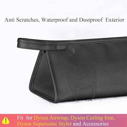 Pu Leather Travel Case Compatible with Dyson Airwrap Styler/Shark Flexstyle, Portable Carrying Case for Dyson Supersonic Hair Dryer, Shockproof Protection Organizer Bag Travel Storage Bag, Black