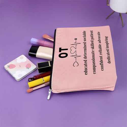 2PCS Occupational Therapist Gifts Makeup Bag OT Teacher Appreciation Gifts Certified Occupational Therapy Assistant Gifts Cosmetic Bag Thank You Gifts for Coworkers Retirement Gift Travel Pouch