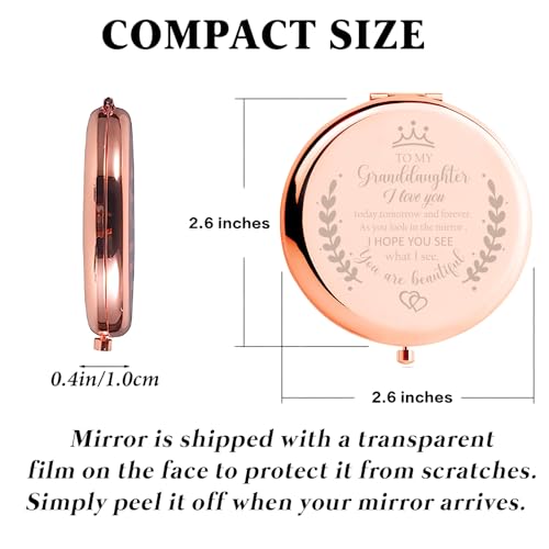 Soulpetals Granddaughter Gifts from Grandma,Granddaughter Gifts, Birthday Gifts for Granddaughter,to My Granddaughter Makeup Compact Mirror