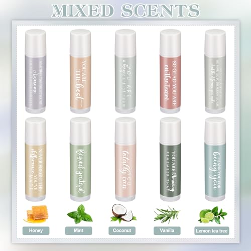 100 Sets Employee Appreciation Gifts Bulk for Coworkers Lip Balm Favors Thank You Team Gifts for Coworkers Staff Teachers Nurse Volunteer Thanksgiving Christmas Appreciation, 5 Flavors