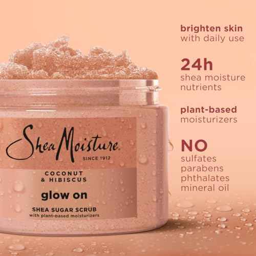 SheaMoisture Shea Sugar Body Scrub For Glowing Radiance Coconut Hibiscus Glowing Radiance Body Scrub With 24h Shea Moisture Nutrients 12 oz