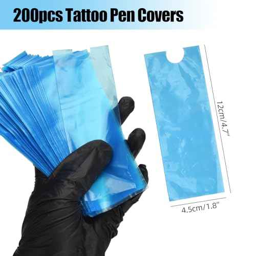 200pcs Tattoo Pen Machine Covers Disposable Cartridge Tattoo Machine Covers 1.77''x4.72" Tattoo Pen Bags for Tattoo Supplies Tattoo Machine Gun Accessories (200pcs Pen Bags)