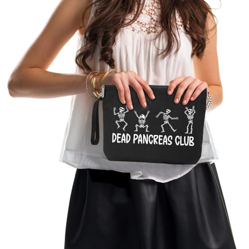 Dead Pancreas Club Cute Skeleton Diabetic Travel Cosmetic Bag, Diabetes Awareness Gifts, Funny Diabetic Bag Gift for Men Women Grandma Grandpa Mom Dad Aunt Uncle Sister Brother
