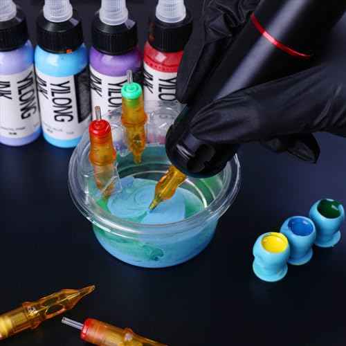 YILONG 20PCS Disposable Tattoo Cartridge Cup Holder Plastic Tattoo Cartridge Tray For Tattoo Inks Needle Holder Transparent Stand Ink Cleaning Cup For Tattoo Supplies