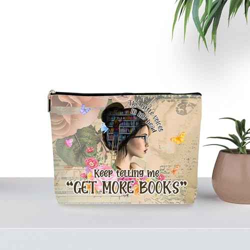 Book Lovers Gifts Cosmetic Makeup Bags, Book Themed Gifts for Readers Librarian College Girls, Zipper Pouch Bag for Women. (072)