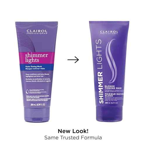 Clairol Professional Shimmer Lights Violet Toning Mask for Neutralizing Brassy Tones with Refreshing Blonde Hair Results