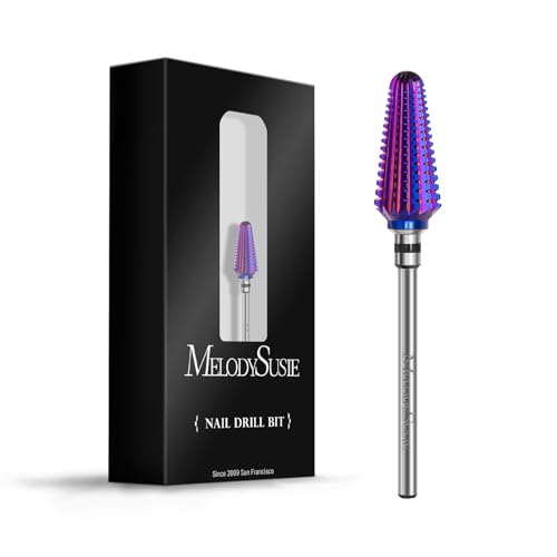 MelodySusie Professional Tornado Nail Drill Bits, 3/32'' Carbide Tungsten Multi-function Bits, Suitable for Manicure Pedicure Cuticle Gel Polishing, Salon Bits, Purple, Series Bit-X, XC
