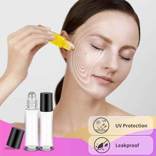 150 Pcs Essential Oil Roller Bottles 10 ml Leakproof Empty Glass Roll on Bottles with Stainless Steel Roller Balls with 20 Funnels 20 Droppers for Travel Perfume Essential Oil