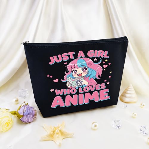 Anime Gifts for Women Anime Lover Gifts for Women Friend Sister Animes Fans Makeup Bag Cosmetic Pouch with Zipper Travel Toiletry Makeup Organizer Kawaii Animes Merch Stuff Accessories