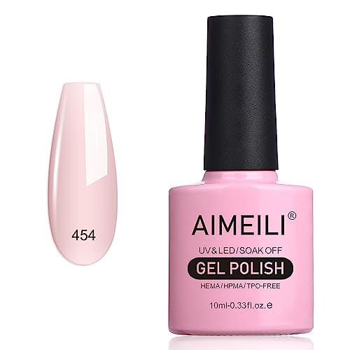 AIMEILI Hema Free Neutral Gel Nail Polish Soak Off U V LED Nude Color Translucent Cruelty Free Vegan Gel Polish - (454) 10ml