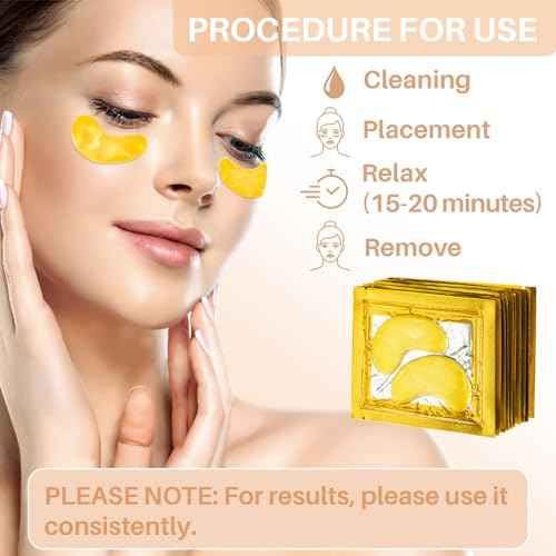 MAQIHAN Gold Under Eye Patches - 30 Pairs Golden Glow Under Eye Patches for Dark Circles,Gold Moisturizing Eye Skin Mask for Women,Eye Dark Circles Masks for Bags and Wrinkles