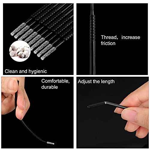200PCS Micro Applicators Brushes Mini Cotton Swabs Remove Grafted Eyelash Glue Dedicated Brush Disposable Microswabs for Eyelash Extensions Make up and Lash Clean and Personal Care (Black 1)