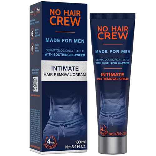 No Hair Crew Intimate/Private At Home Hair Removal Cream for Men - Painless, Flawless, Soothing Depilatory for Unwanted Coarse Male Body Hair, 100ml