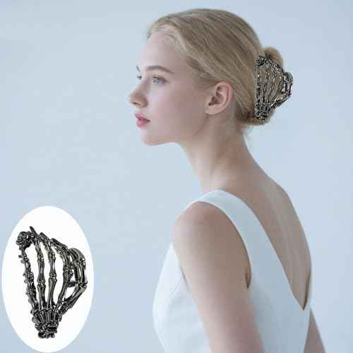 3 Pieces Large Metal Spider Net Bat Hand Hair Claw Clips for Women and Girls Thick Long Hair, Nonslip Skeleton Spooky Barrette Headband Hair Styling Accessories for Halloween Christmas Gifts