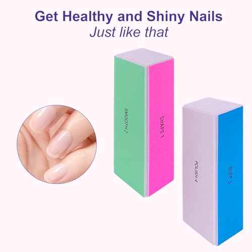 4 Way Nail Buffer Block (4 Pcs), Nail Shine Buffers Blocks Files for Natural and Acrylic Nails Smoother Buffing Block Polisher Fingernail File Buffer 120/240/600/3000 Grit for Buffing Shinning