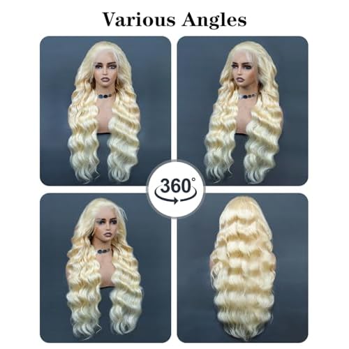 613 Lace Front Wig Human Hair Blonde Lace Front Wig Human Hair 13x4 Body Wave Lace Front Wig Human Hair Transparent 613 Frontal Wig Pre Plucked With Baby Hair 180% Density 18 Inch
