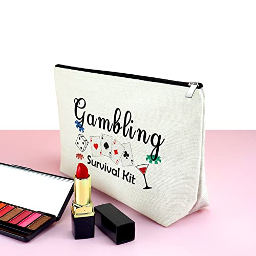 Lucky Casino Gift for Gambler Makeup Bag Casino Gamble Zipper Pouch Gift Gambler Gift Idea Casino Lovers Cosmetic Bag Christmas Birthday Retirement Gift for Gambler Friends Travel Makeup Pouch