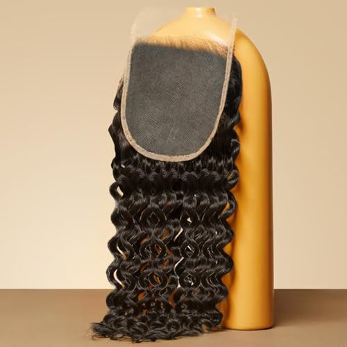 Triippy Raw Hair 5x5 HD Lace Closure Deep Wave More Less Shedding than Regular Virgin Hair,0.10mm Ultra-Thin 5x5 Swiss Real HD Lace with 100% Cambodian Raw Human Hair (14 Inch)