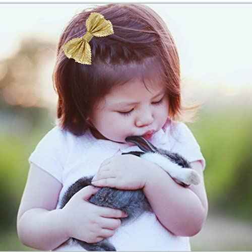 Glitter Bow Hair Clips Sparkly Bowknot Hair Barrettes 4 Pcs (gold)