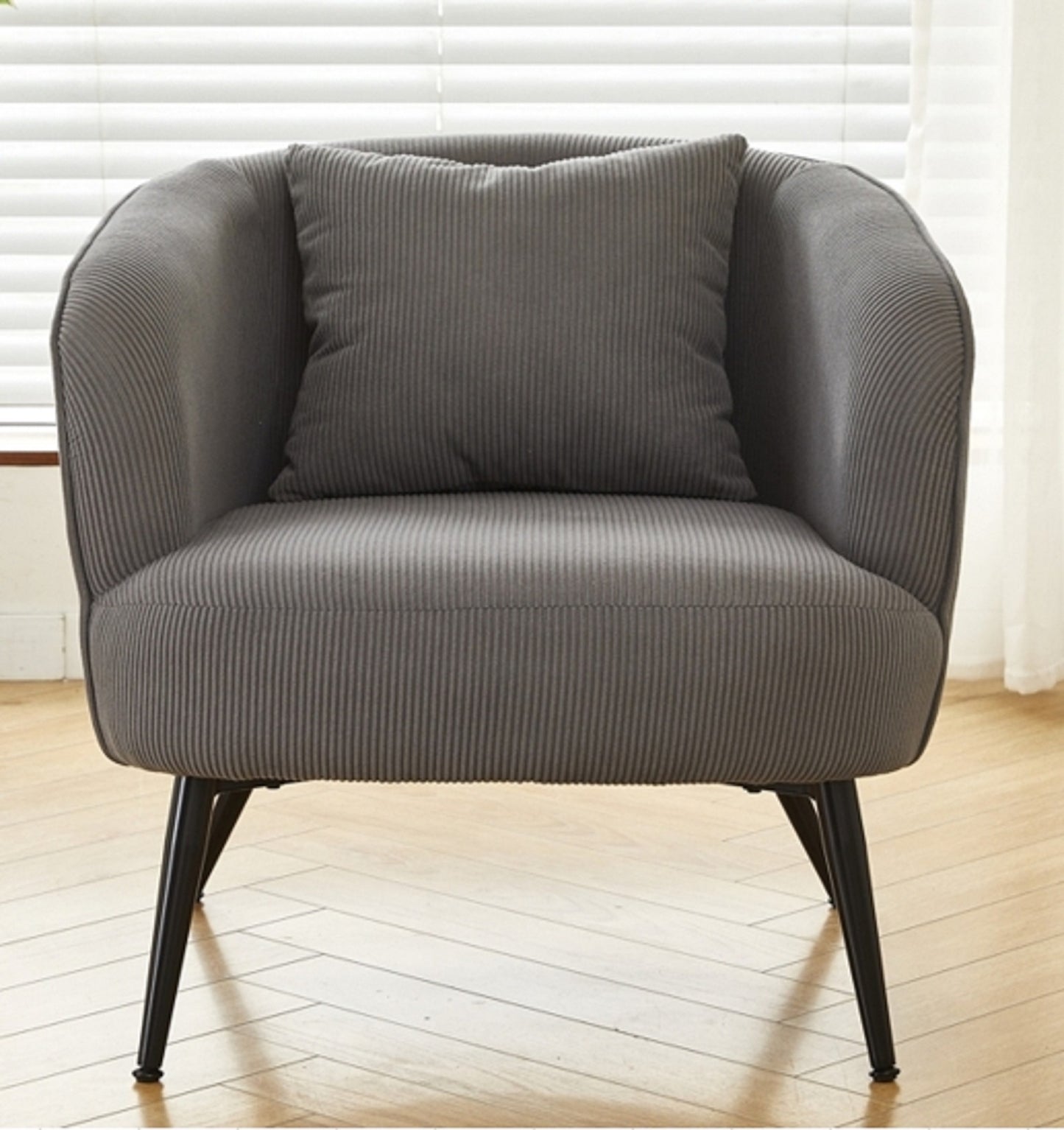 Velvet Accent Chair With Pillow, Modern Upholstered Armchair Metal