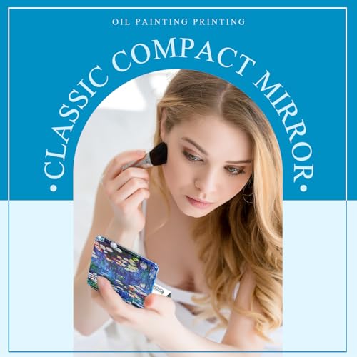 8 Pcs Compact Mirror Double Sided Makeup Square PU Leather Portable Pocket Hand Mirror Bulk with 2X1X Magnification Art Gift for Woman