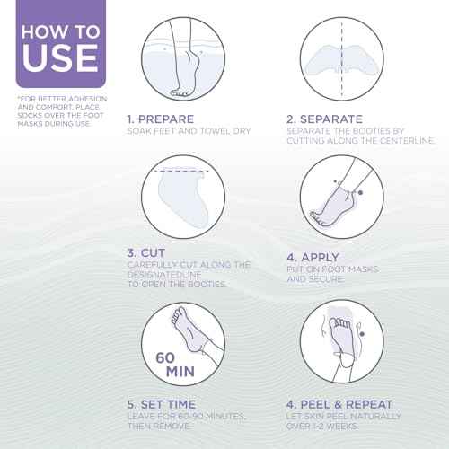 Lee Beauty Exfoliating Foot Peeling Mask (4 Pack) - Foot Mask for Dry Cracked Feet with Lavender, Lactic Acid and Mandelic Acid - Removes Dead Skin Feet Peeling Mask (4 Pairs)