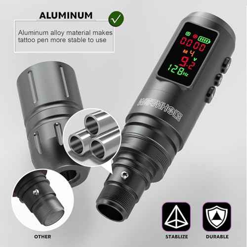 Wormhole Tattoo Gun Kit 1,600mAh Battery 2 Bottles 1/2 OZ Xtreme Tattoo Ink and 20 Tattoo Needles Wireless Tattoo Machine Kit Smart Tattoo Pen for Precise Lining & Shading Smart Display