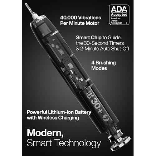 Aquasonic Black Series Ultra Whitening Toothbrush ? ADA Accepted Electric Toothbrush- 8 Brush Heads & Travel Case ? 40,000 VPM Electric Motor & Wireless Charging - 4 Modes w Smart Timer