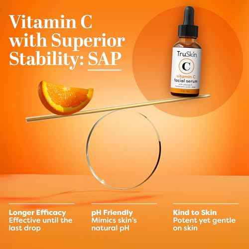 TruSkin Vitamin C Serum For Face ? Anti Aging Face Serum with Vitamin C, Hyaluronic Acid, Vitamin E ? Brightening Formula ? Improve Appearance of Dark Spots, Tone, Fine Lines & Wrinkles, 1 Fl Oz