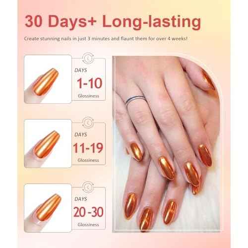 Pearl Chrome Nail Powder BISHENGYF -¡¼Metallic Mirror Effect¡½ Orange Chrome Nail Powder White Clear Aurora Mermaid Iridescent Chrome Powder for Nails Pigment Glitter Dust for Manicure Decroation DIY