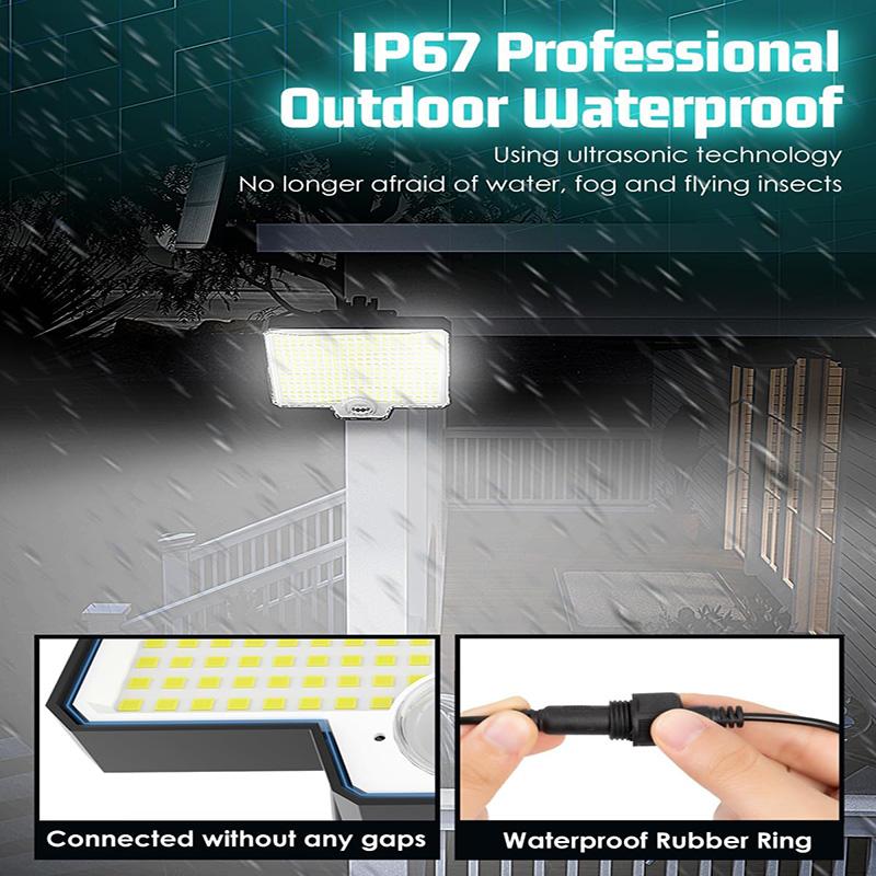 2-Pack Solar Motion Sensor Floodlights 2600 Lumens IP67 Waterproof Outdoor Lighting