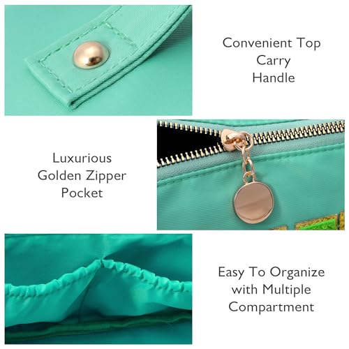 3Pcs Stoney Clover Preppy Makeup Bag, Stuff Bag Travel Makeup Cosmetic Bag, Chenille Letter Patch Open Flat Nylon Pouch, Mixed