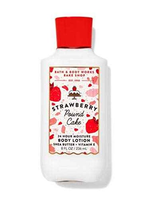 Bath & Body Works Skin Care Bundle Strawberry Pound Cake Wash Mist Cream Shower Gel and Lotion Full Size