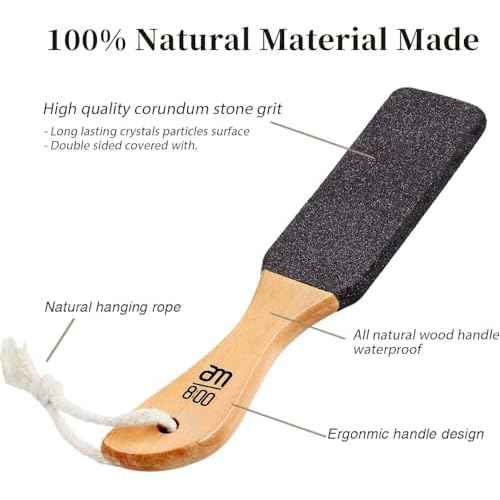 Pumice Stone Foot File (2-Pack), Wooden Handle Foot Scrubber & Callus Remover for Dry, Rough Skin and Corns Pedicure