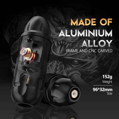 Ambition Shura Rotary Tattoo Machine with Advanced Stabilizing System - Short Tattoo Pen with Coreless Motor RCA Interface Tattoo Gun Supply for Professional Tattoo Artists