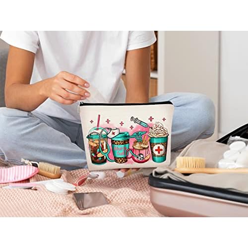 Nurse Gifts - Nurse Makeup Bag, Nurse Zipper Bag Cosmetic Bag, Nursing Bags for Nurses, Nurse Accessories for Work, Nurse Gifts Bulk, Nurse Graduation Gift, Funny Appreciation Gift