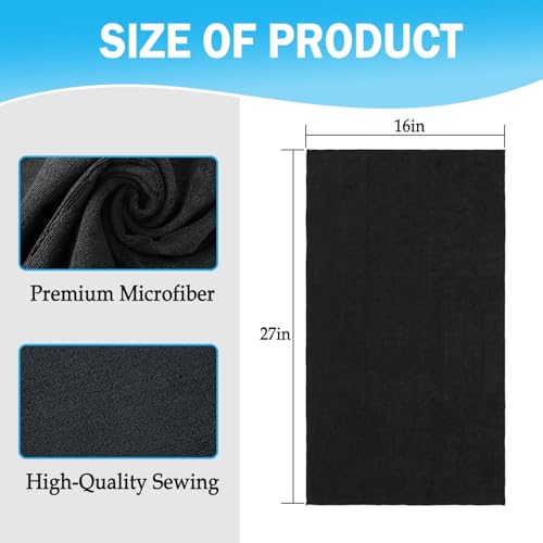 6 Pack Black Salon Towels, Super Soft and Absorbent Microfiber Hair Towel for Salon, Bath, Spa, Pool and Home, 27 inch X 16 inch, Black