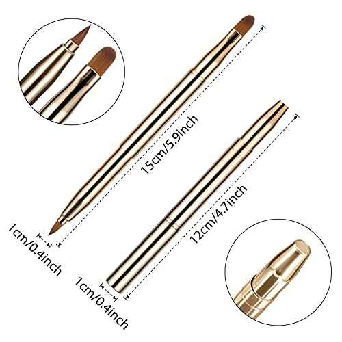 TOODOO 3 Pack Retractable Lip Brush for Lipstick with Cap Dual-ended Liner Foundation Makeup Brush Sets Travel Applicators(Gold, Purple, Bright Pink)