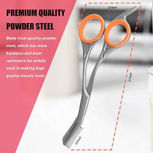 LePinko Eyebrow Trimming Scissors with Combs, Gifts For Men Women Stocking Stuffers, Gray