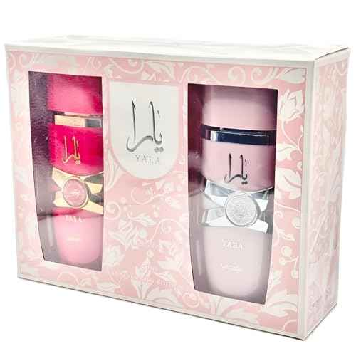 Lattafa 2 Piece Gift Set (Yara EDP 3.4 Fl Oz + Yara Candy EDP 3.4 Fl Oz)