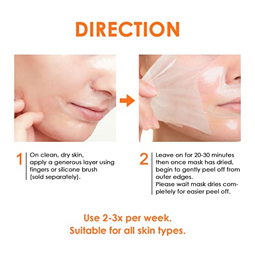 Peel Off Face Mask Vitamin C Peel Off Masks, Blackhead Mask Orange Peeling Lotion Gentle Exfoliating Blackhead Remover Poreless Deep Cleanse Purifying Hand Masks for Face Arms Neck Gifts 3.4 FLOZ